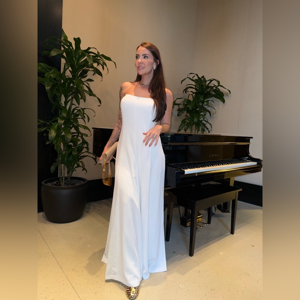 White Jumpsuit With Bell Button